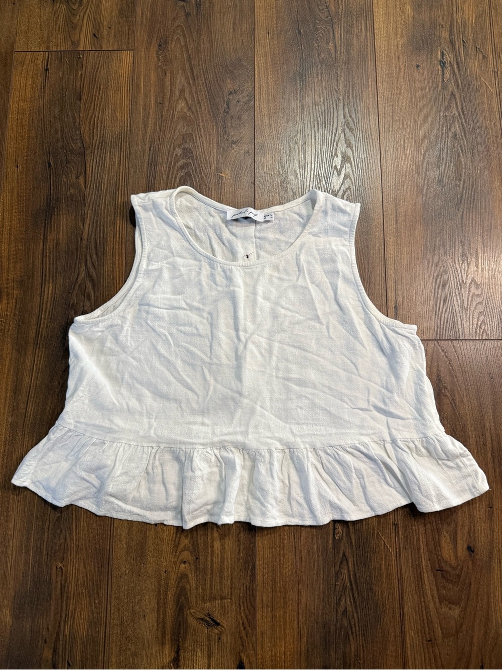 Petal & Pup White Linen Blend Peplum Tank Top Women’s US 10 Sleeveless Boho